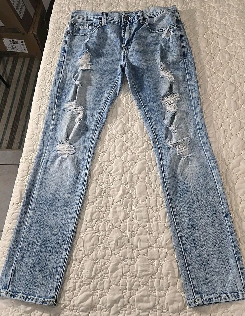 American Eagle Flex Distressed Acid Wash Jeans 31x30 Y2K # 0255